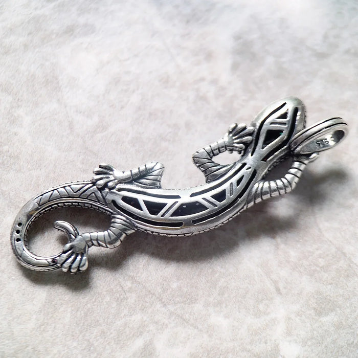 925 Sterling Silver Turquoise Lizard Pendant Spring Fine Jewelry Gift For Women & Men