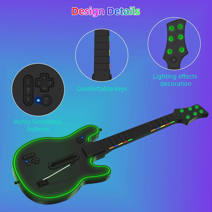 2.4G Wireless Guitar Hero Controller Game Wireless Gaming Pc Guitar Controller With Strap & Wireless Dongle For Ps3 Ps4 Pc Guitar