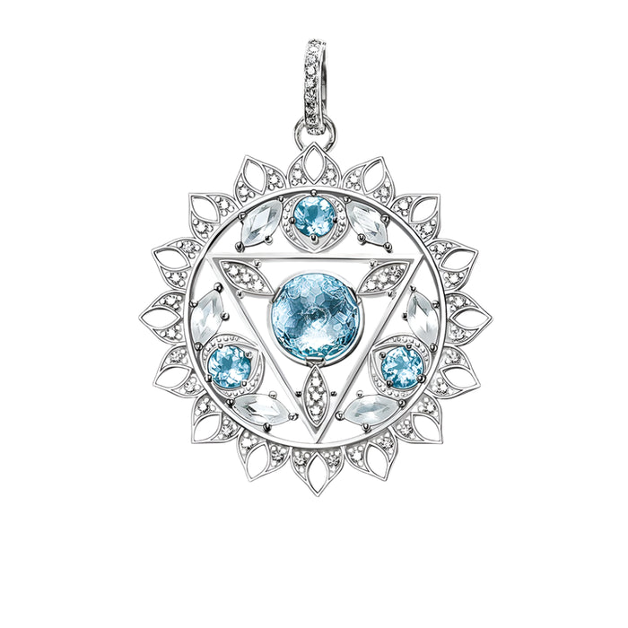 925 Sterling Silver Blue Throat Chakra Pendant Fashion Jewelry For Women