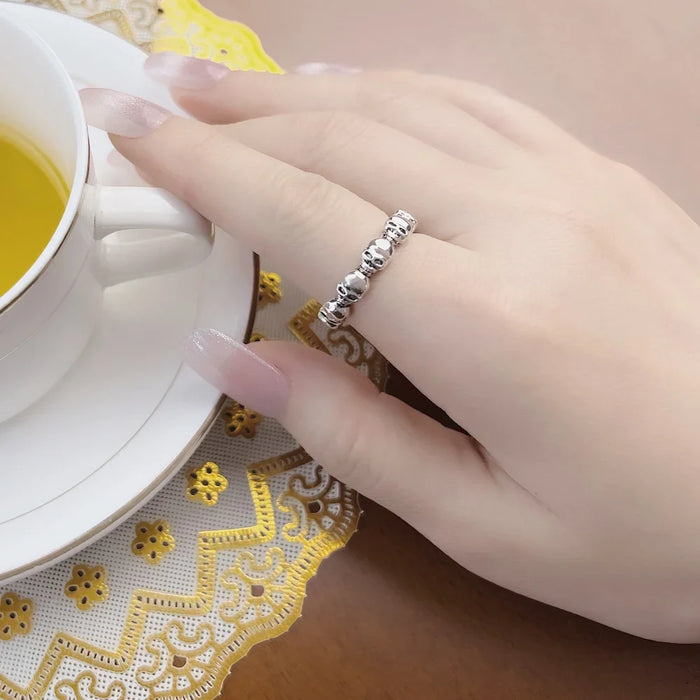 925 Sterling Silver Rebel Street Skulls Band Ring