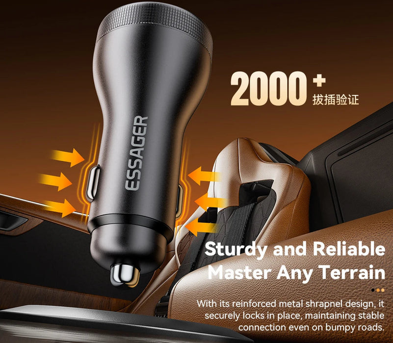 100W Usb C Car Charger Pd3.0 Fast Charging Quick Charge 4.0 Adapter For Iphone 16 Macbook Xiaomi Laptop Digital Dispaly