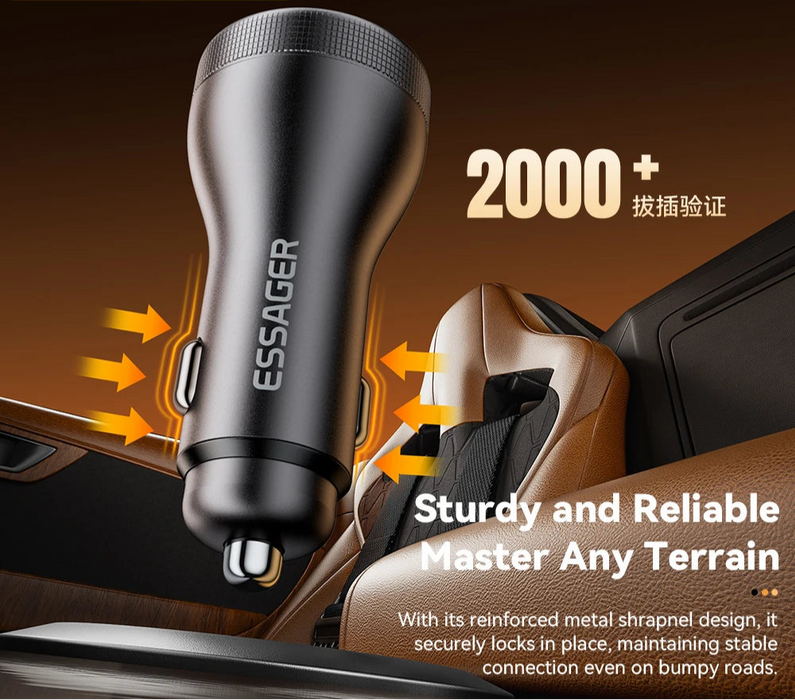 100W Usb C Car Charger Pd3.0 Fast Charging Quick Charge 4.0 Adapter For Iphone 16 Macbook Xiaomi Laptop Digital Dispaly