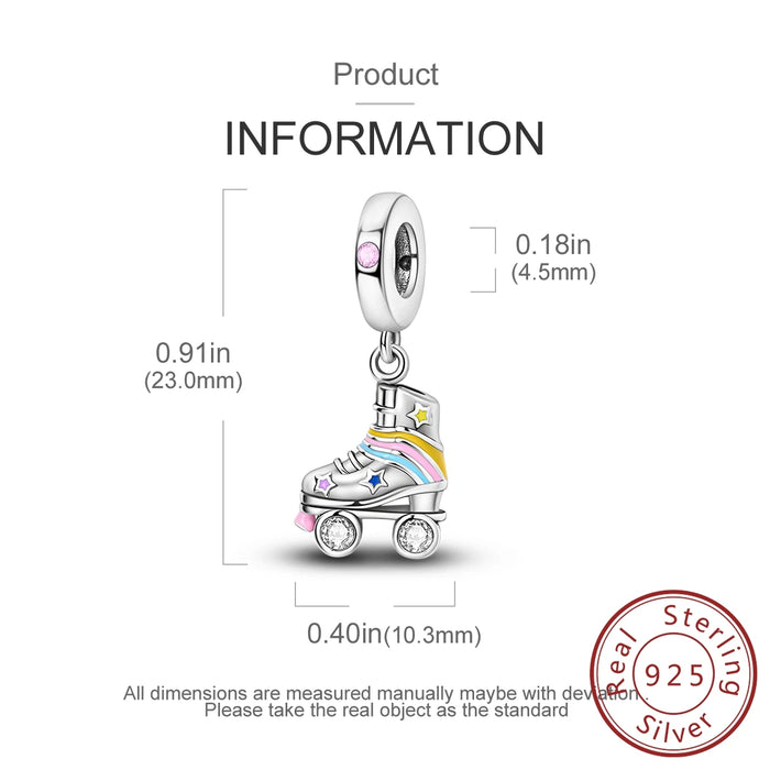 925 Sterling Silver Colourful Pulley Pendant Charms Beads For Women Bracelet