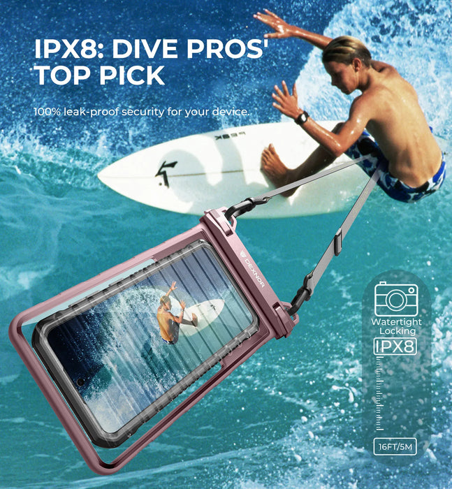 Ip68 Waterproof Phone Pouch 7.0 Inch With Adjustable Double-Hook Lanyard