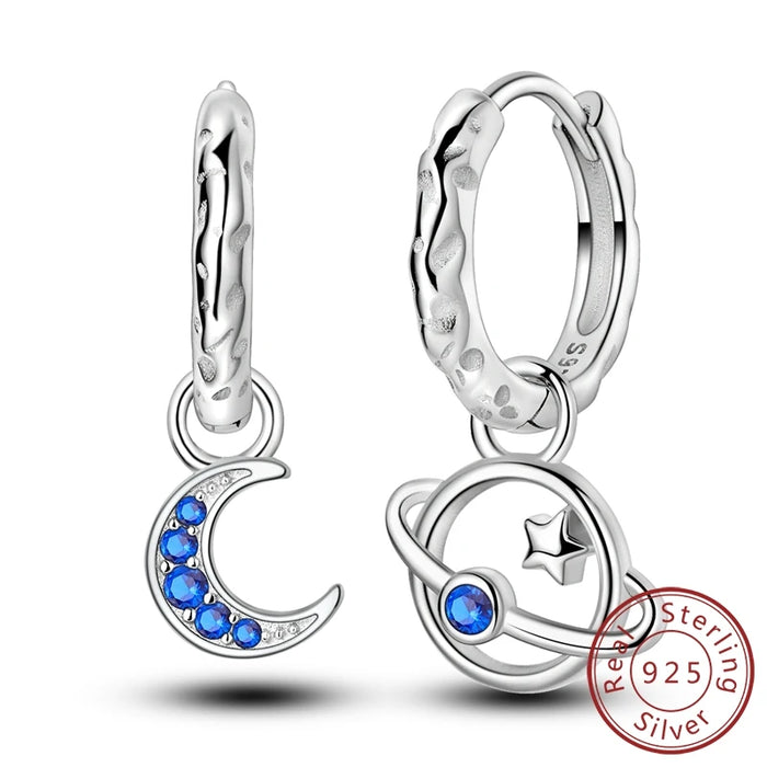 925 Sterling Silver Music Note Earrings Zircon Love Lock Hoops For Women