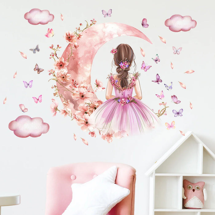 2 Piece Cloud Moon Wall Stickers For Kids Room Decor