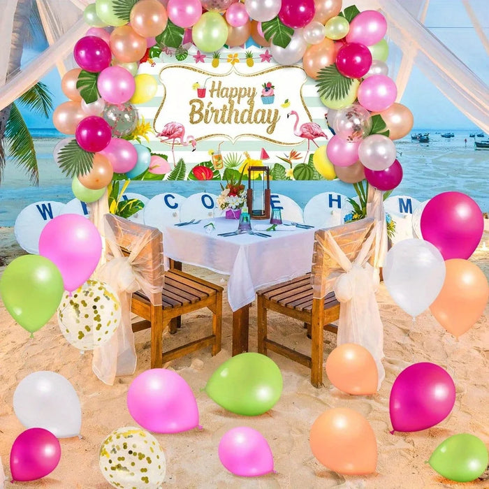 113 Pcs Hawaiian Themed Balloon Set Suitable For Birthdays Swimming Pools And Beach Events Anniversaries Graduation Summer