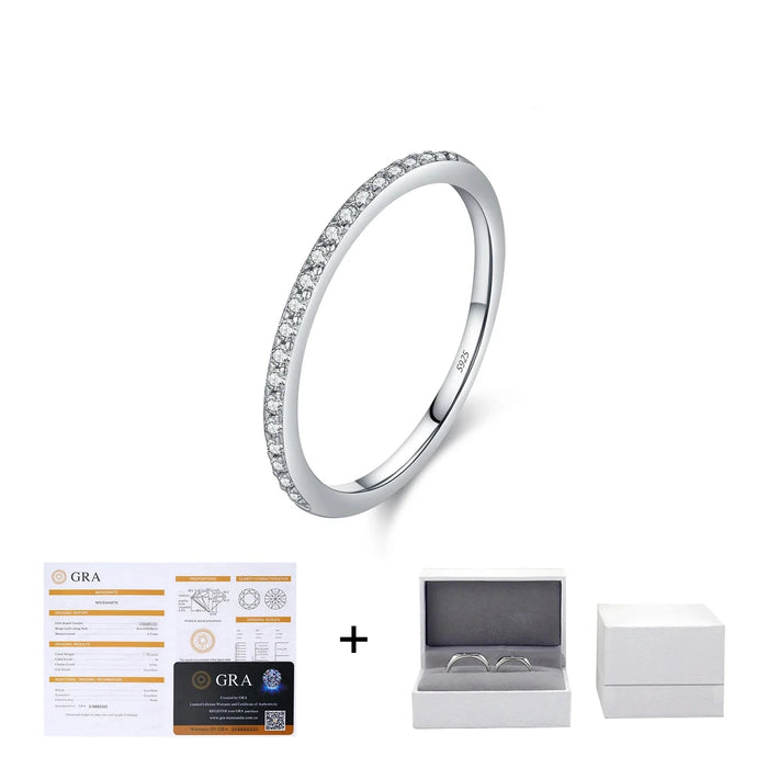 925 Sterling Silver Sparkling Moissanite Eternity Ring