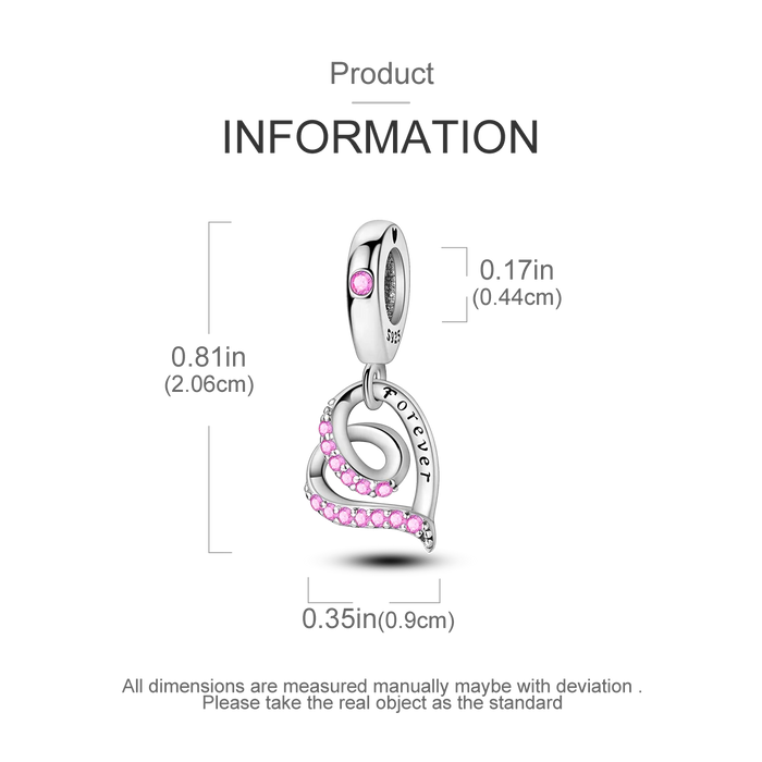925 Sterling Silver Eternal Love 3D Pendant Fits Jewelry Diy Gift For Women