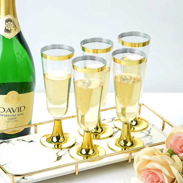 24 Piece Disposable Plastic Champagne Flutes For Weddings & Parties