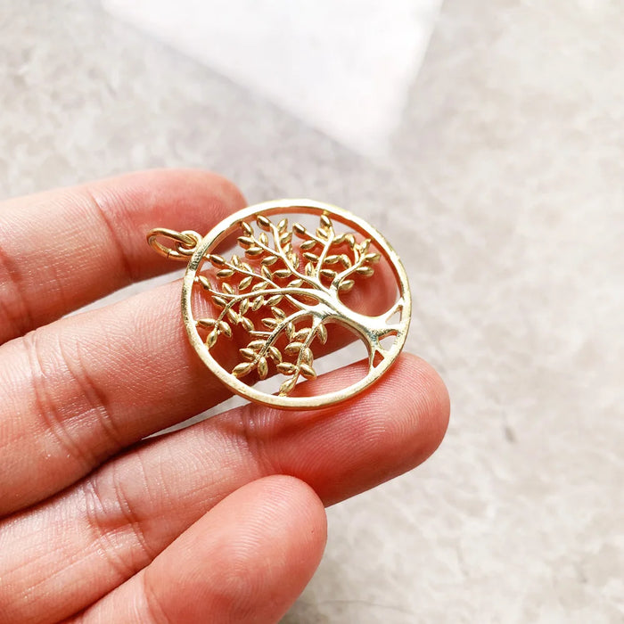 925 Sterling Silver Golden Tree Pendant Summer Fashion Jewelry For Women