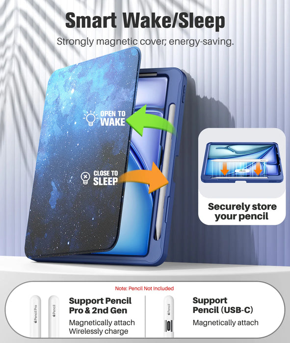 For Ipad Air 11 Inch Case 7Th / 6Th Generation M3 / M2 2025 / 2024 Ipad Air 5Th / 4Th 10.9 Inch 2022 / 2020 Case With Pencil Holder