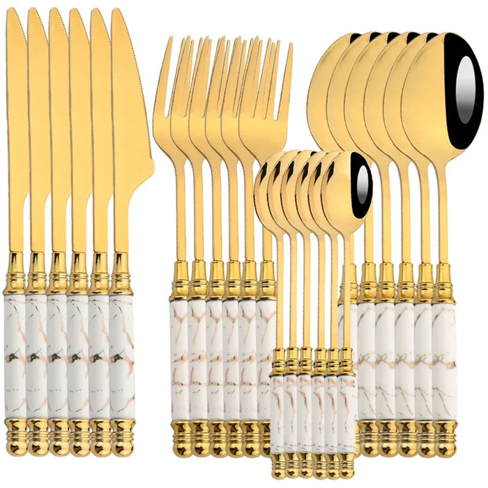 24 Piece Stainless Steel Cutlery Set For Western Kitchen Dining