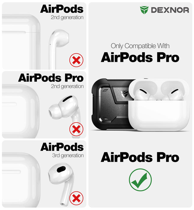 For Apple Airpods Pro Full-Body Rugged Protective Case With Secure Lock Keychain Design