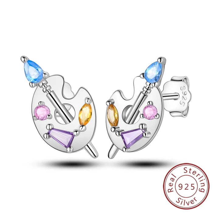 925 Sterling Silver Dream Catcher Earrings Painter Studs For Diy Jewelry