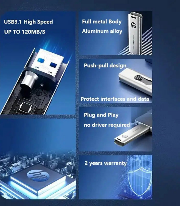 HP High Speed Metal USB Flash Drive 32gb To 256gb Car Music