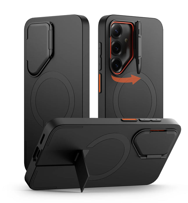 For Samsung Galaxy S25+ Plus Phone 6.7Inch Magnetic Shockproof Protective Case With Camera Protector Adjustable Metal Kickstand