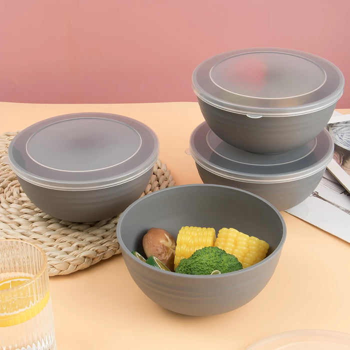 2 / 4 / 6 Piece Reusable Gray Plastic Bowls With Lids