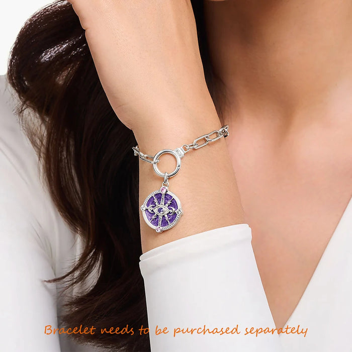 925 Sterling Silver Boho Soul Eye Star Half Moon Pendant European Style Accessory For Women