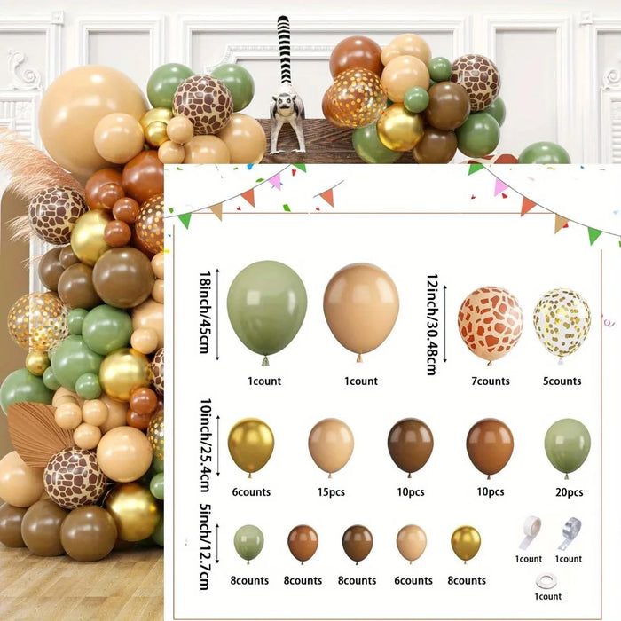 116 Pcs Brown Jungle Balloon Garland Set Suitable For Decorations For Birthday Parties Event Celebrations And Other Scenes