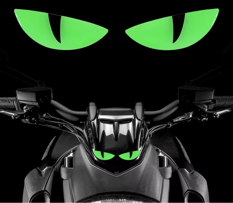 2Pcs 3D Luminous Motorcycle Headlight Stickers Devil'S Eye Cat Eye Night Decor Universal Fit