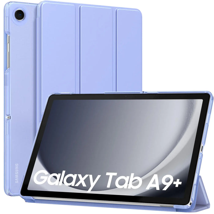 For Galaxy Tab A9+ 11 Inch 2023 Slim Stand Protective Smart Case With Hard Pc Translucent Back Shell