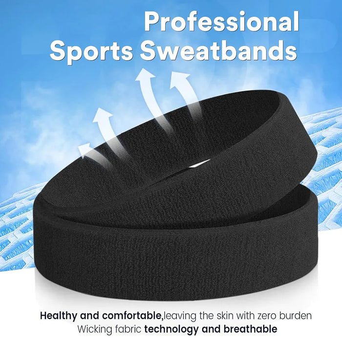 3Pc Moisture Wicking Sports Headbands Sweatproof For Men & Women Tennis Basketball Running Gym