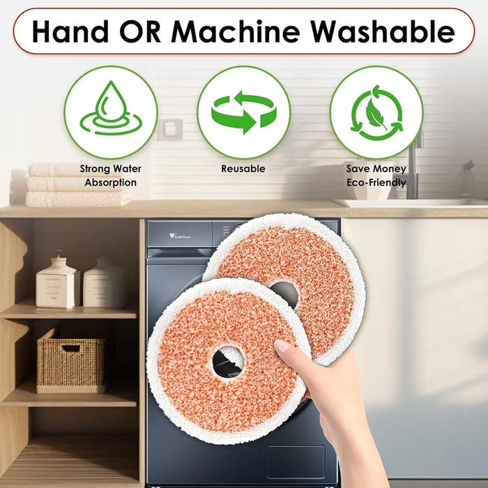 8 Pack 3764 Replacement Mop Pads Compatible With Bissell Spinwave + Vac Cordless 37643 / 3764 Hard Floor Spin Mop + Vacuum