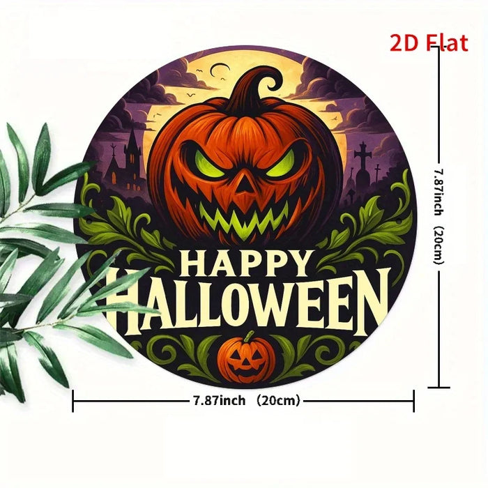 Retro Round Iron Sign Halloween Pumpkin Celebration Picture For Bedroom Or Dining Room