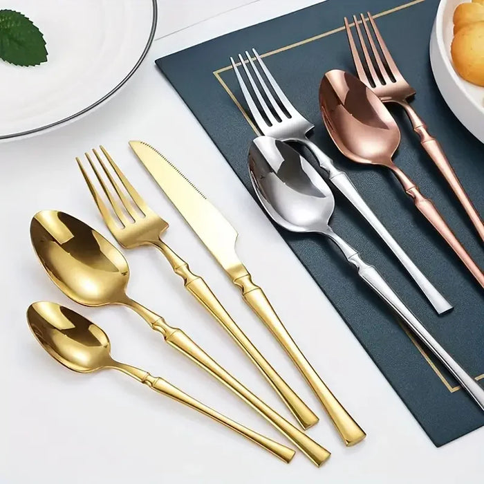 4 / 6 / 16 / 24 Piece Stainless Steel Cutlery Set Gold Kitchen Utensils