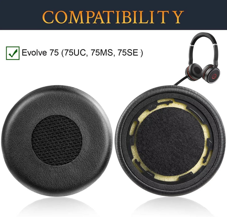 Pair of High Density Earpads For Jabra Evolve 75 Headset