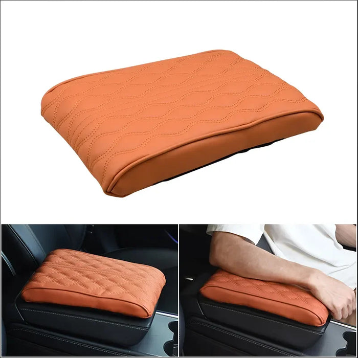 Wave Embroider Car Armrest Mat Pu Leather Protection Cushion