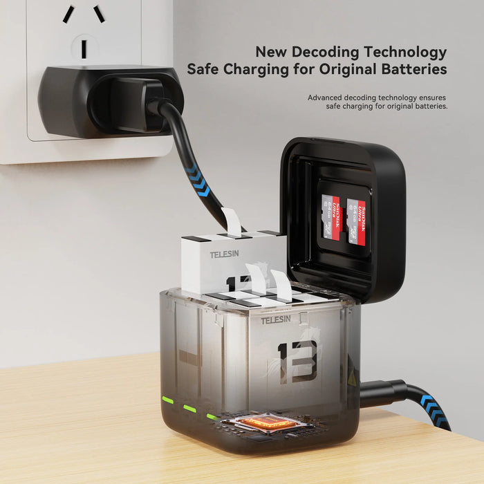 3-Slot Portable Charger For Gopro Hero 13 Batteries