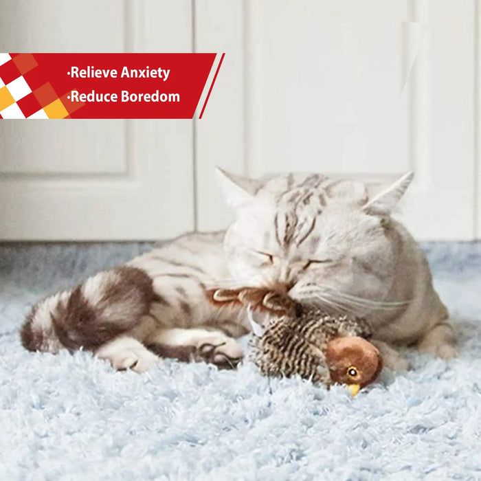 Interactive Cat Toy With Sounds Brown Bird Hedgehog Mouse