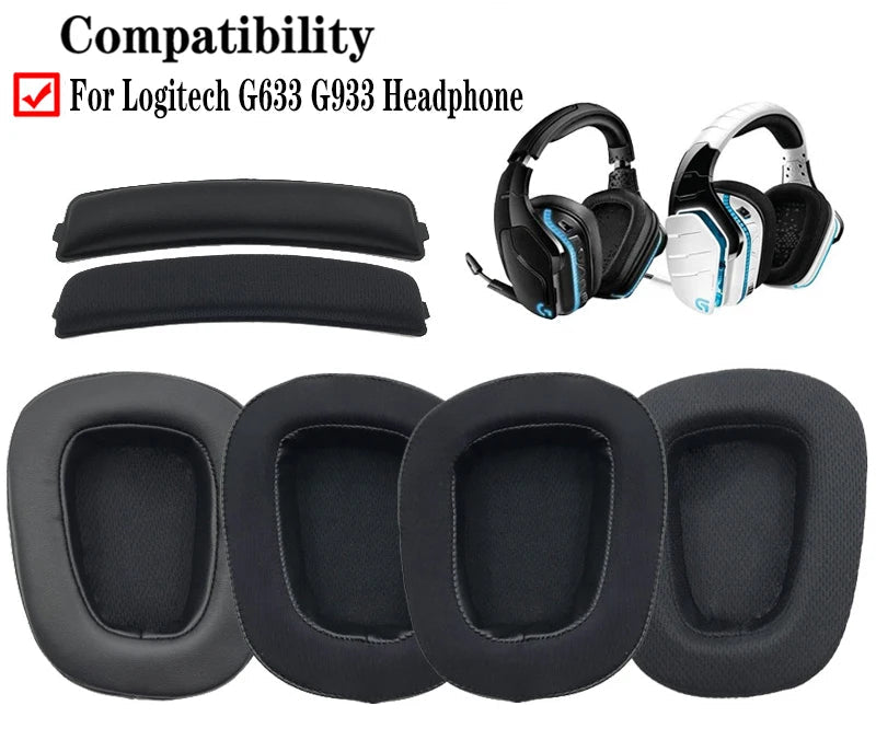 Pair of Wireless Headphone Earpads For Logitech G935 G635 G933 G633 Foam Cushions