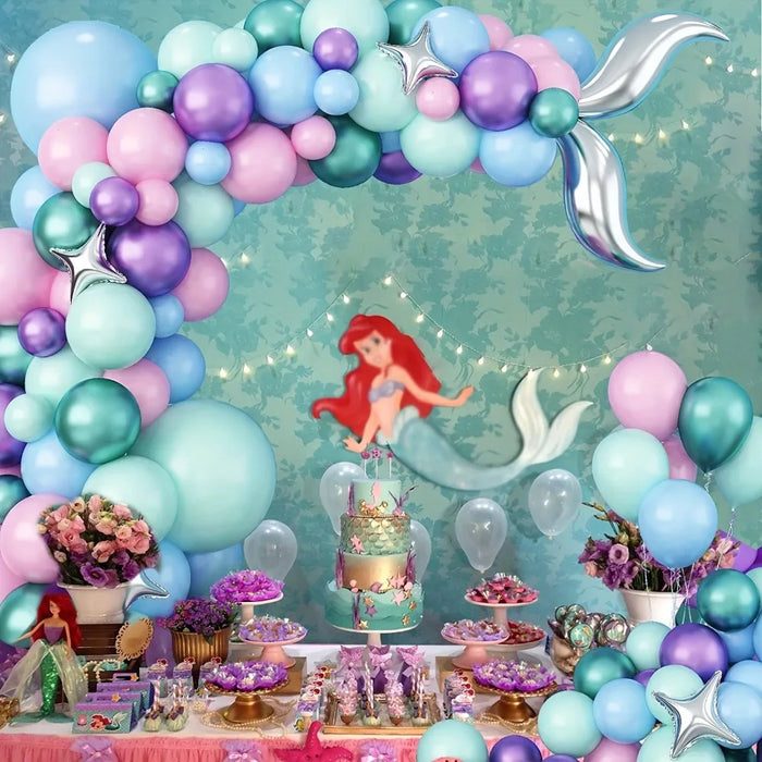 118Pcs Sea Themed Balloon Garland Arch Kit Mermaid Birthday Party Engagement Wedding Anniversary Party Scene Decoration