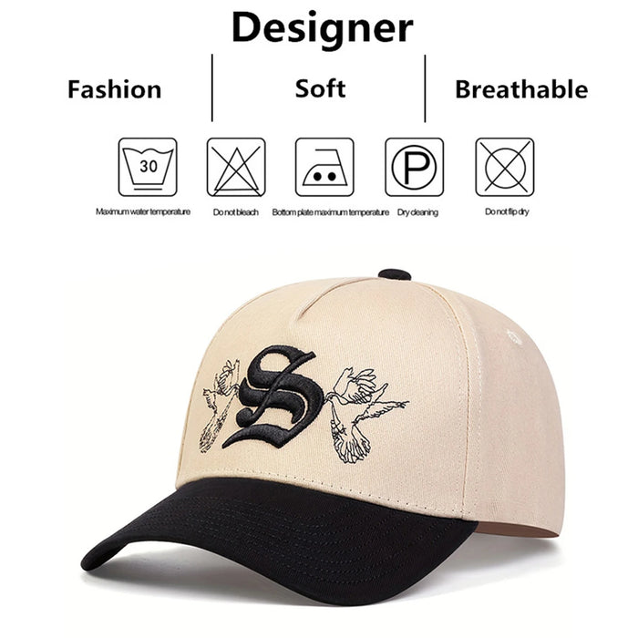 Embroidered S Letter Snapback Baseball Cap Unisex Outdoor Adjustable Hat