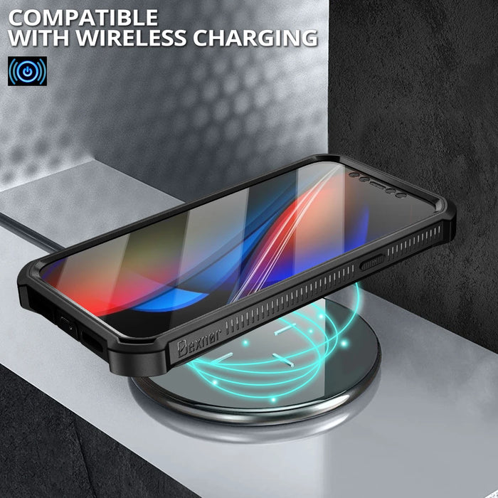 For Iphone 12 Pro Max Full Body Bumper Military Grade Armor Shockproof Shell Kickstand Case With Built-In Screen Protector