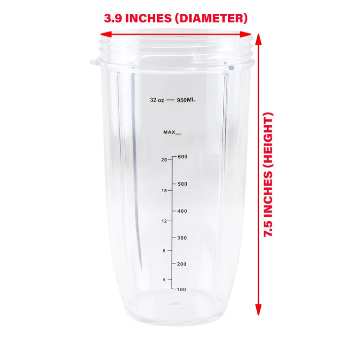 32 Oz Colossal Cup And Extractor Blade Replacement Parts Compatible With Nutribullet 600W 900W Blenders Nb-101B Nb-101S Nb-201