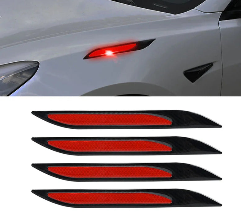 4Pcs Car Reflective Strips Carbon Fiber Bumper Protector Auto Safety Warning Sticker Anti-Scratch Tape Auto Styling