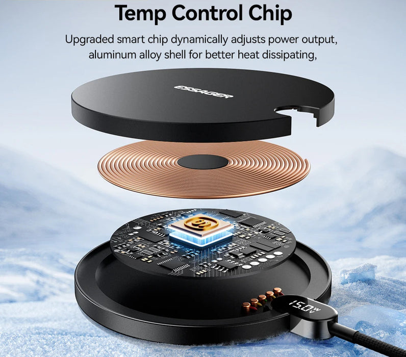 15W Wireless Charger Led Digital Display Fast Wireless Charging Pad For Iphone 16 15 14 Pro Max Samsung 23 Xiaomi Huawei