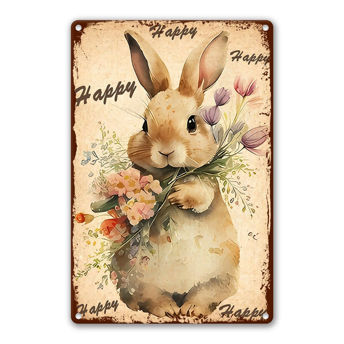 Easter Bunny Metal Sign For Cafe Or Living Room Decor