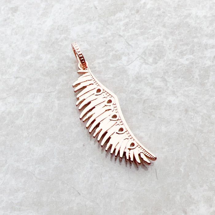 925 Sterling Silver Rose Gold Phoenix Wing Pendant With Pink Stones Boho Jewelry For Women