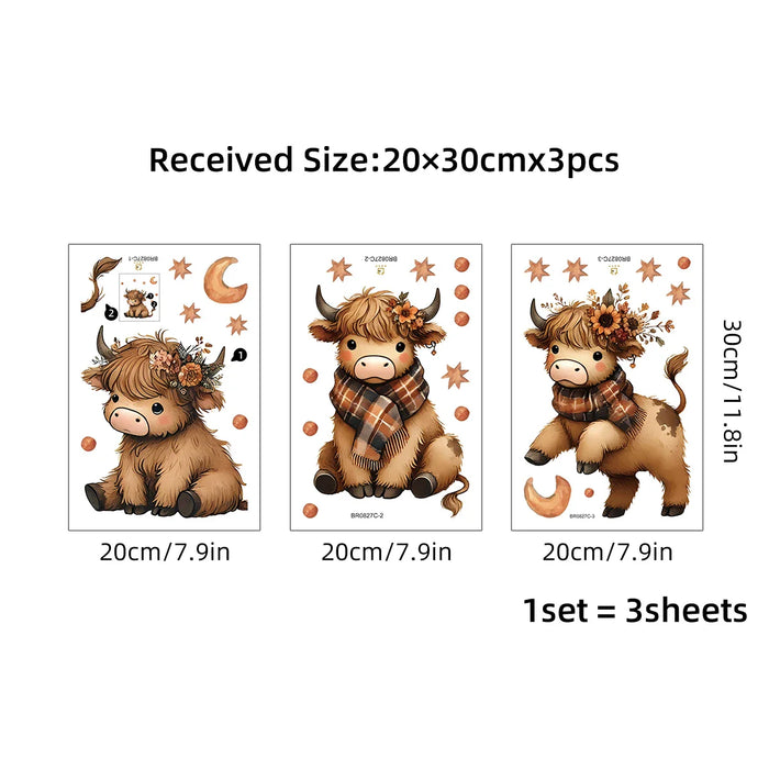 3 Piece Cute Animal Wall Stickers For Kids Room Decor