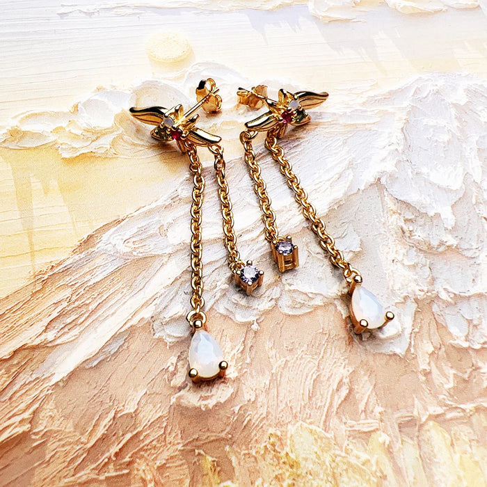 925 Sterling Silver Vintage Flower Earrings With Colourful Stones