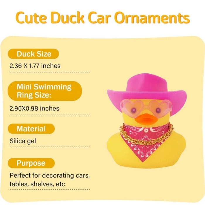 Yellow Cowboy Duck Car Ornaments With Hat And Sunglasses