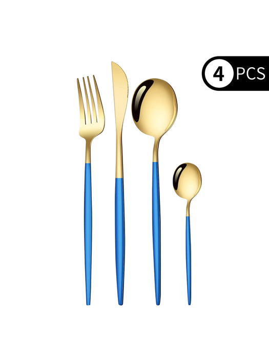 4 Piece Black Gold Stainless Steel Cutlery Set