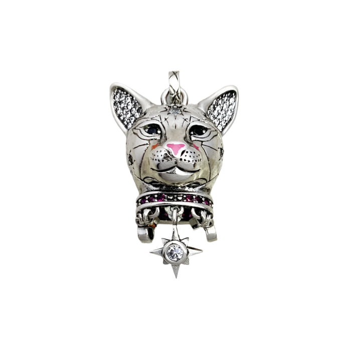 925 Sterling Silver Magical Cosmic Cat Pendant Jewelry For Women
