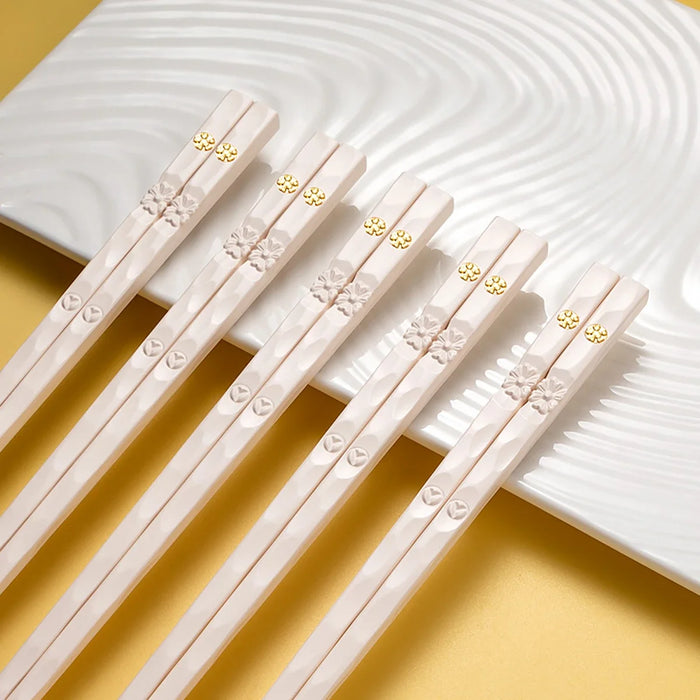 5 Pairs Reusable Korean Chopsticks Non Slip & Washable