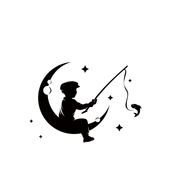 Removable Moon Fishing Wall Stickers For Room Decor